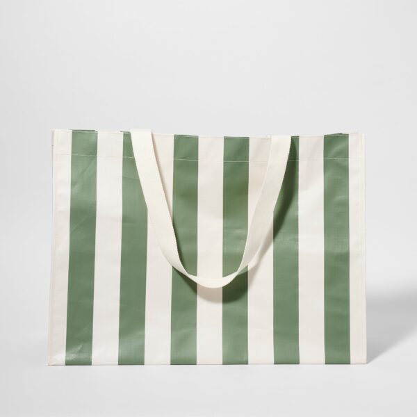 S41BBOLI_2 Carryall Beach Bag – The Vacay Olive Stripe