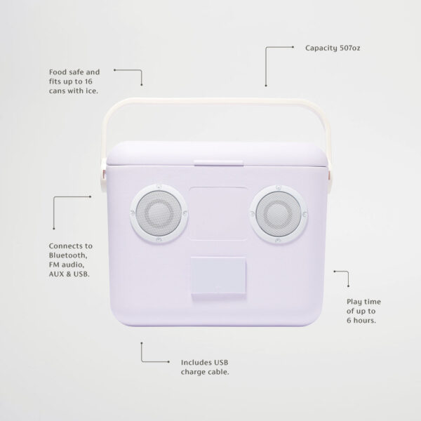 Beach Cooler Box Sounds Speaker – Rio Sun Pastel Lilac Cream
