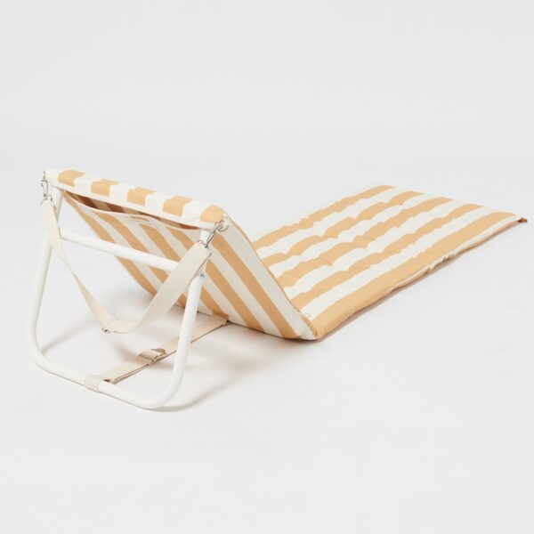 S41BRMST_2 Reclining Beach Chair – Mango Bay Golden Mustard Stripe