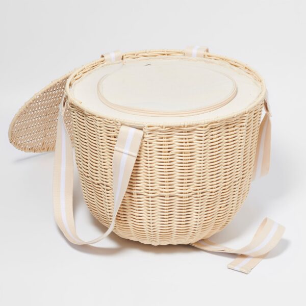 S41PCNAT_1 Round Picnic Cooler Basket – Le Weekend Natural