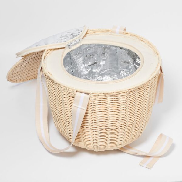 S41PCNAT_2 Round Picnic Cooler Basket – Le Weekend Natural