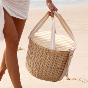 S41PCNAT_L_1 Round Picnic Cooler Basket – Le Weekend Natural