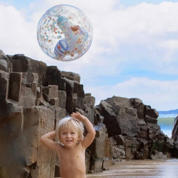 S51BBSSB_L_4 3D Inflatable Beach Ball – Sammy the Seagull Blue Stripe