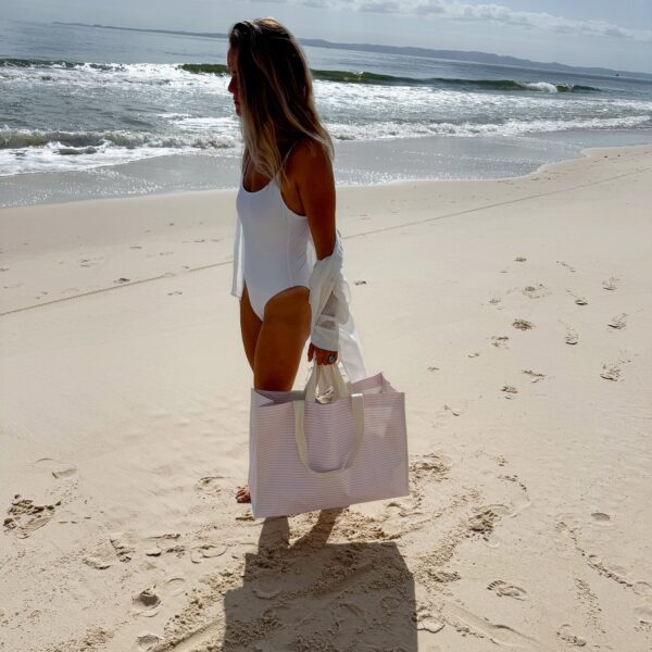 Carryall Beach Bag – Lazy Days Pink Stripe