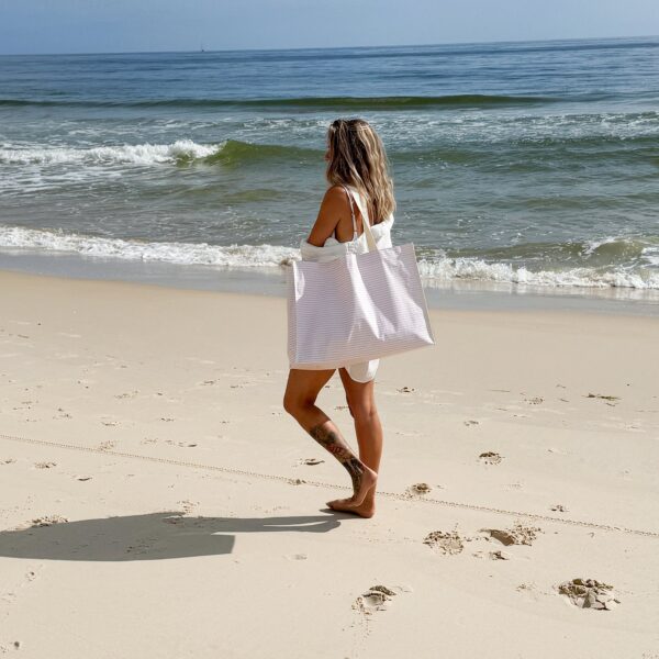 Carryall Beach Bag – Lazy Days Pink Stripe