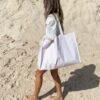 Carryall Beach Bag – Lazy Days Pink Stripe