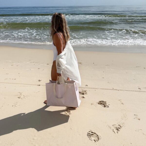 Carryall Beach Bag – Lazy Days Pink Stripe