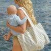 Canvas Beach Bag – Duck Sage Stripe