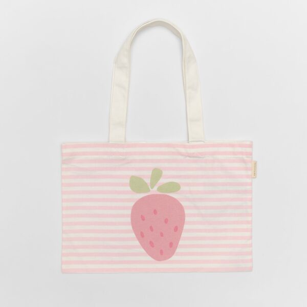 Canvas Beach Bag – Strawberry Sunshine Pink Stripe