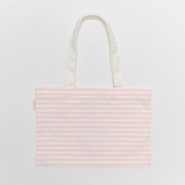 Canvas Beach Bag – Strawberry Sunshine Pink Stripe