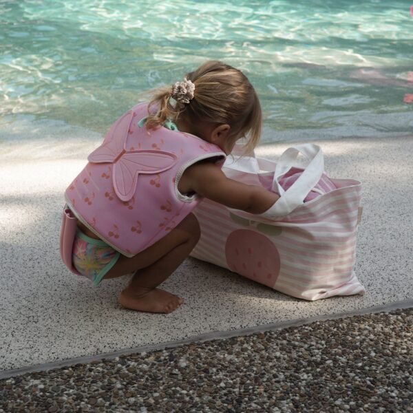 Canvas Beach Bag – Strawberry Sunshine Pink Stripe
