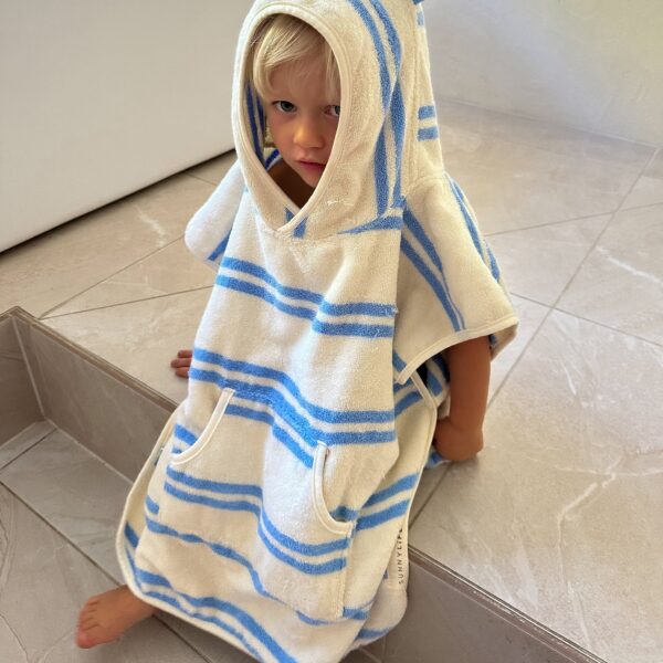 Kids Character Hooded Towel – Sammy the Seagull Blue Stripe