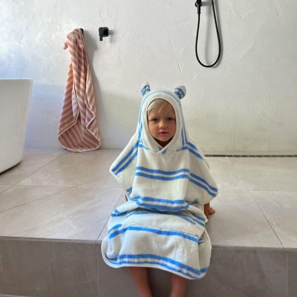 Kids Character Hooded Towel – Sammy the Seagull Blue Stripe