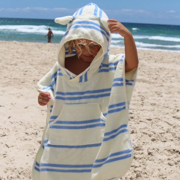 Kids Character Hooded Towel – Sammy the Seagull Blue Stripe