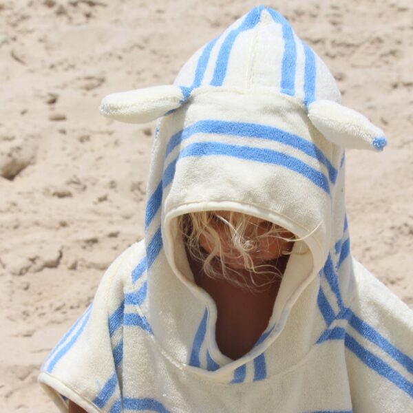 Kids Character Hooded Towel – Sammy the Seagull Blue Stripe