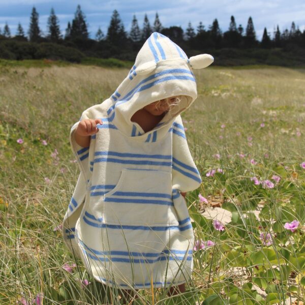 Kids Character Hooded Towel – Sammy the Seagull Blue Stripe