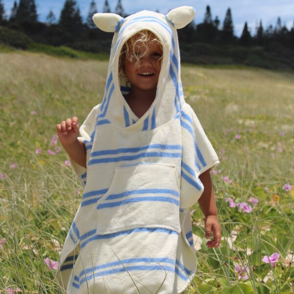 Kids Character Hooded Towel – Sammy the Seagull Blue Stripe