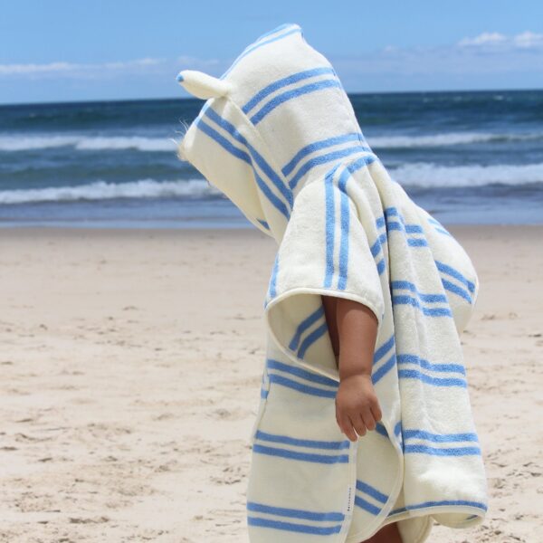 Kids Character Hooded Towel – Sammy the Seagull Blue Stripe
