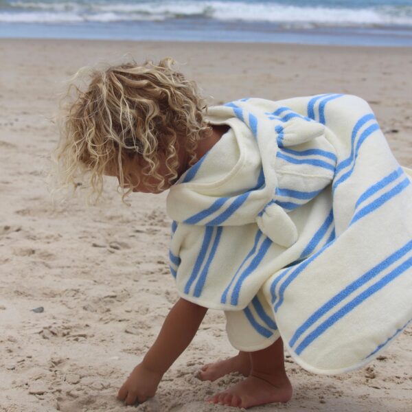 Kids Character Hooded Towel – Sammy the Seagull Blue Stripe