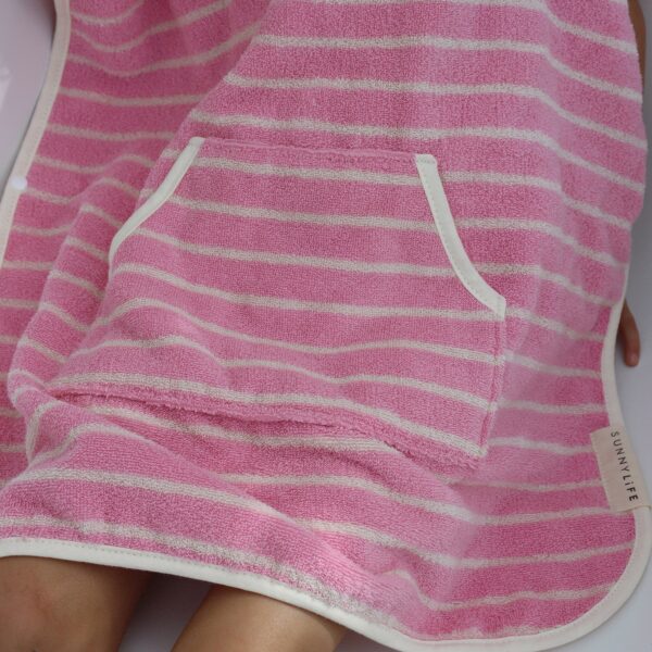 S51KHTPK_L_1 Kids Character Hooded Towel – Cotton Candy Pink Stripe