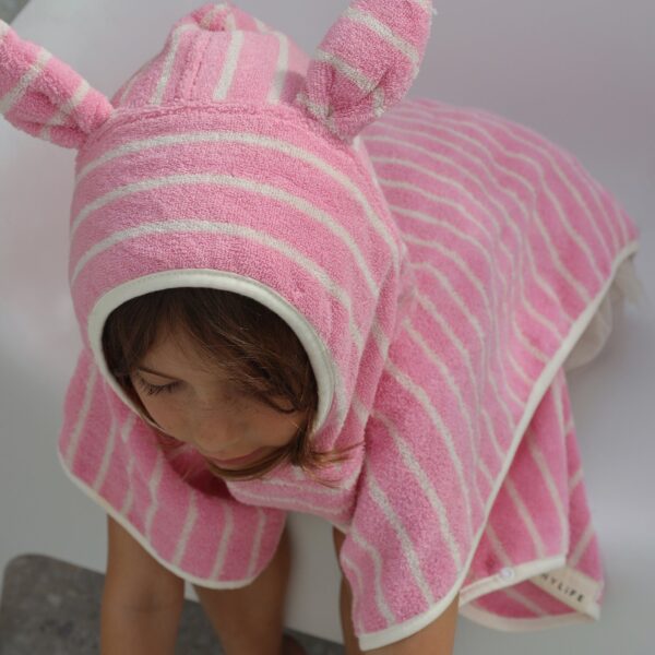 S51KHTPK_L_2 Kids Character Hooded Towel – Cotton Candy Pink Stripe