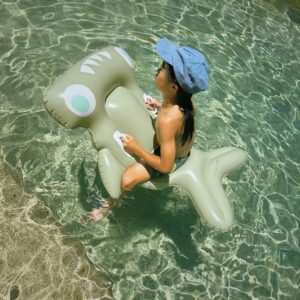 S51KLOGR_L_1 Kids Lie-On Float – Salty the Shark Khaki