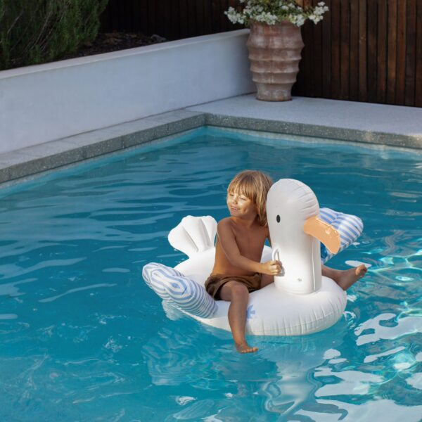 Kids Ride-On Float – Sammy the Seagull Blue Stripe