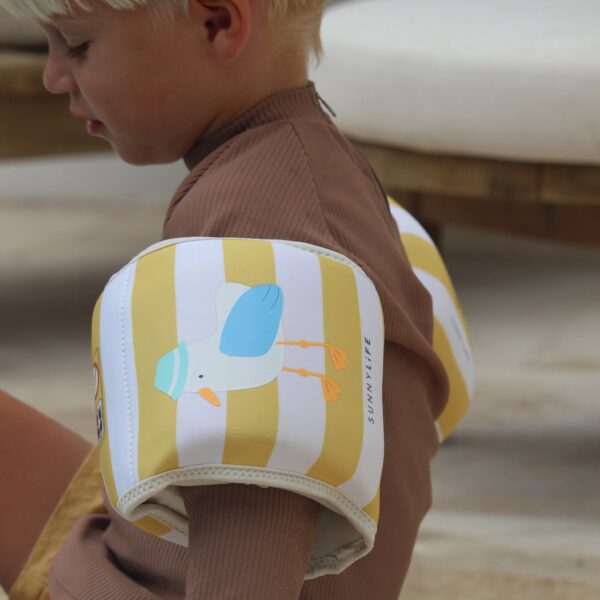 S51NABMS_L_2 Kids Floaties – Sammy the Seagull Mustard Stripe