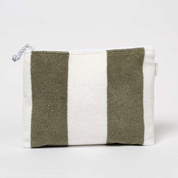 Terry Beach Pouch – The Vacay Olive Stripe