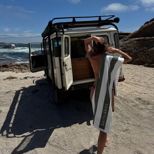 Luxe Towel – The Vacay Olive Stripe