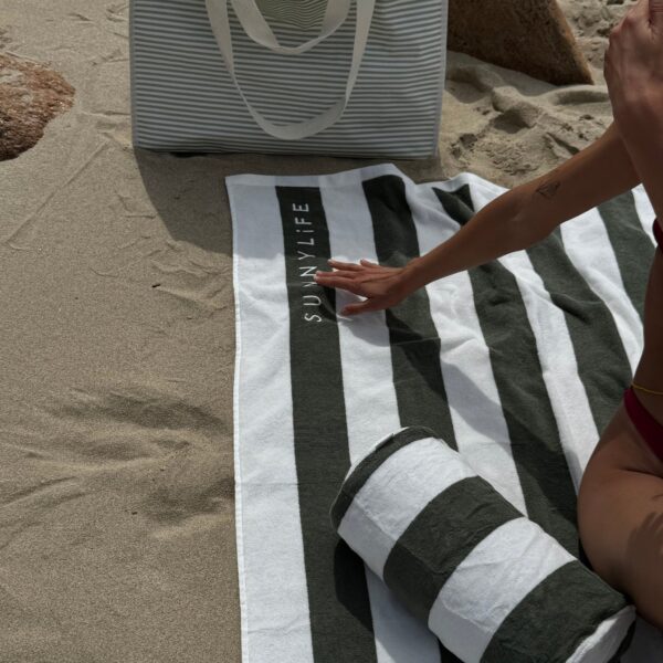 Luxe Towel – The Vacay Olive Stripe