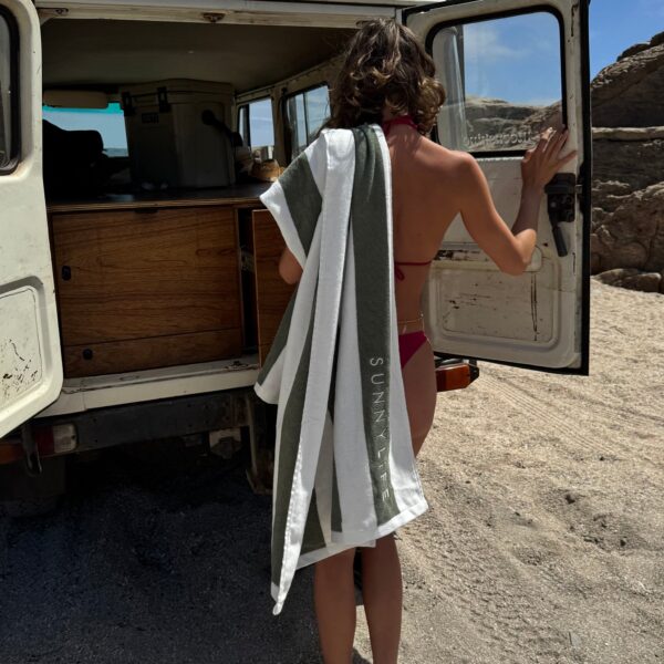 Luxe Towel – The Vacay Olive Stripe
