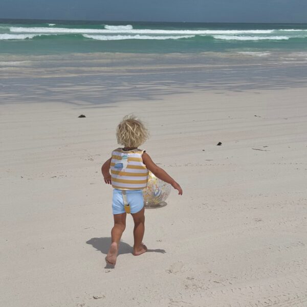 Kids Swim Vest 1-2 – Sammy the Seagull Mustard Stripe