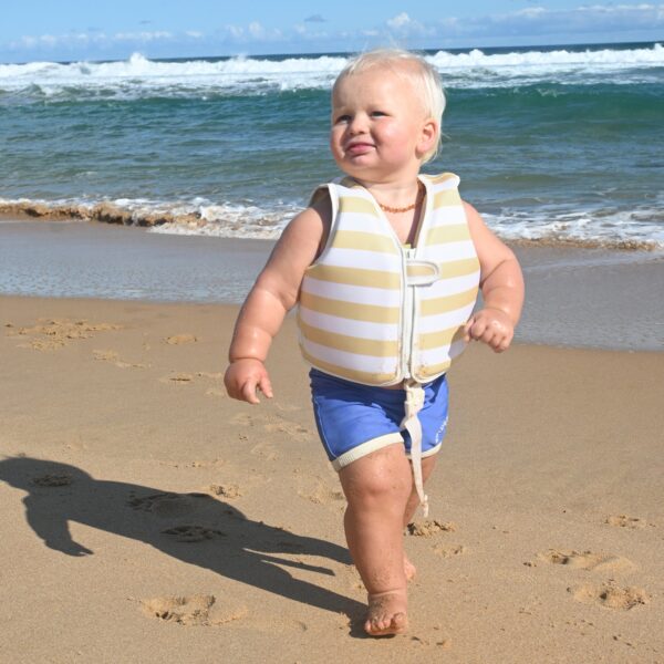 Kids Swim Vest 1-2 – Sammy the Seagull Mustard Stripe