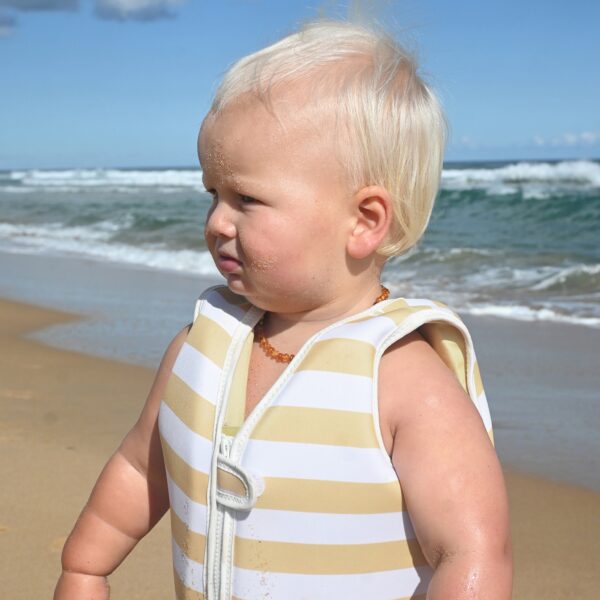 Kids Swim Vest 1-2 – Sammy the Seagull Mustard Stripe