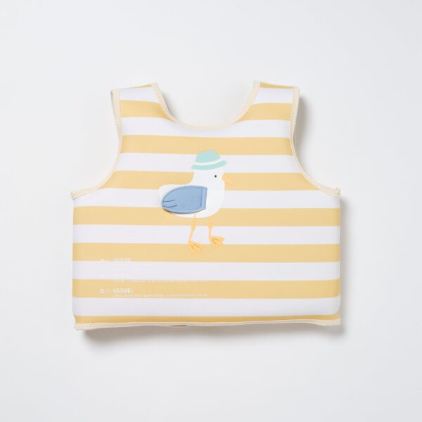 Kids Swim Vest 3-6 – Sammy the Seagull Mustard Stripe