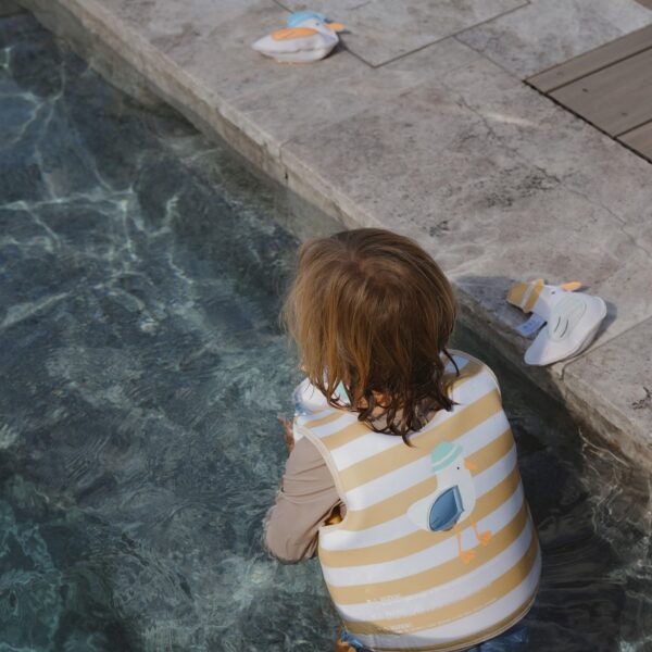 Kids Swim Vest 3-6 – Sammy the Seagull Mustard Stripe