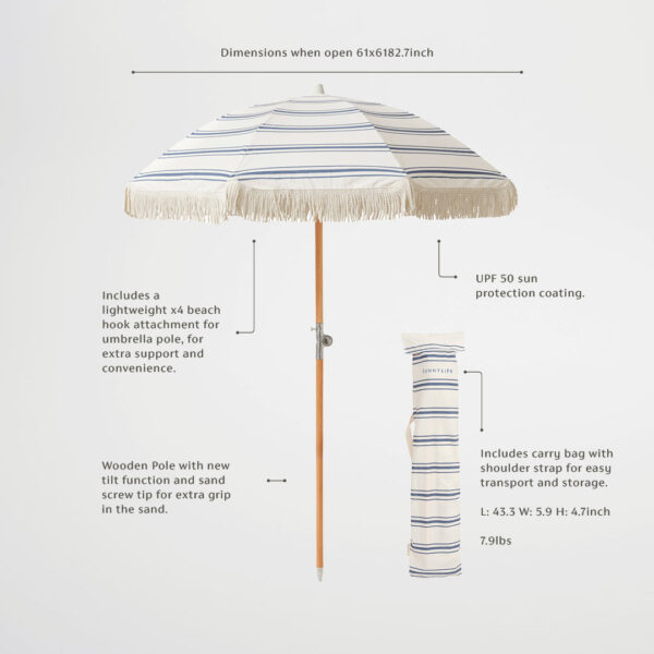 Luxe Beach Umbrella – The Resort Coastal Blue