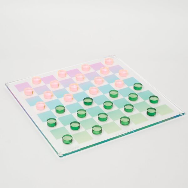 SCLCHCHE_2 Lucite Chess & Checkers – Ombre Sherbert