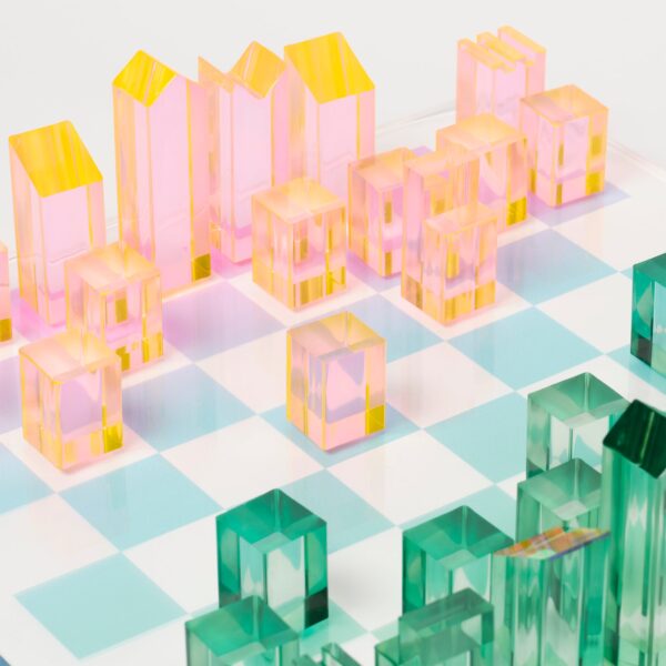 SCLCHCHE_3 Lucite Chess & Checkers – Ombre Sherbert
