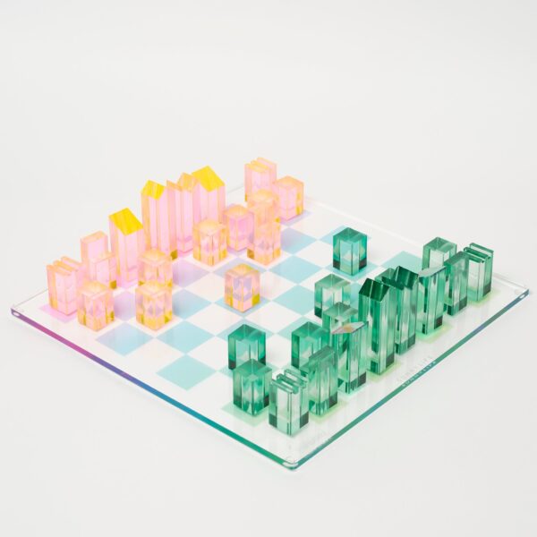 SCLCHCHE_4 Lucite Chess & Checkers – Ombre Sherbert