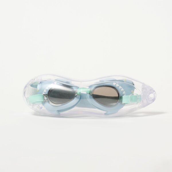 SCMSGAQU_1 Mini Swim Goggles – Salty the Shark Aqua