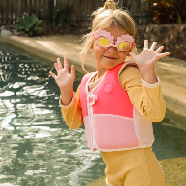 SCMSGNST_L_3 Mini Swim Goggles – Melody the Mermaid Neon Strawberry