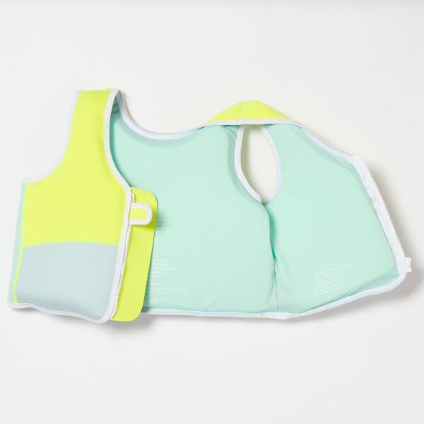 SCMSVAQL_4 Swim Vest 3-6 – Salty the Shark Aqua Neon Yellow