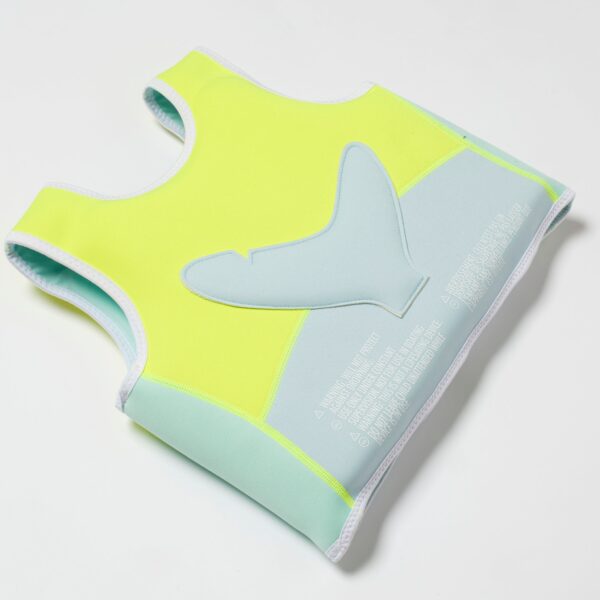 SCMSVAQL_5 Swim Vest 3-6 – Salty the Shark Aqua Neon Yellow