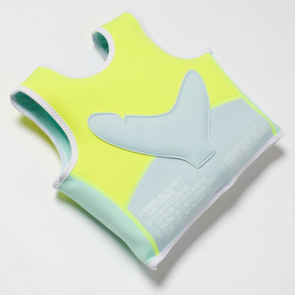 Swim Vest 1-2 – Salty the Shark Aqua Neon Yellow