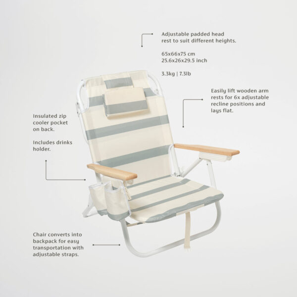 SS25ProductInfographics9 Beach Chair Deluxe – La Palma Sage Stripe