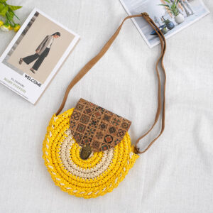 Round Rattan Crossbody Bag