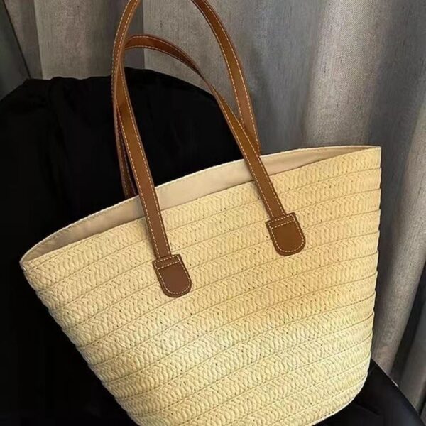 Straw Bucket Beach Bag Straw Bucket Beach Bag