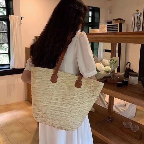 Straw Bucket Beach Bag Straw Bucket Beach Bag